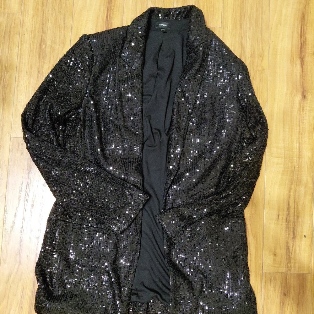 Express Black Sequin Blazer Size small